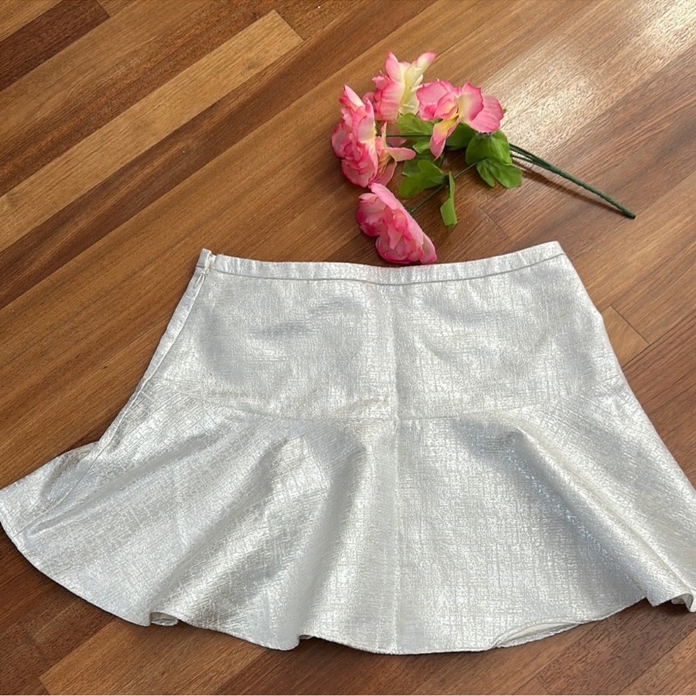 Silver Flared Mini Skirt - Women